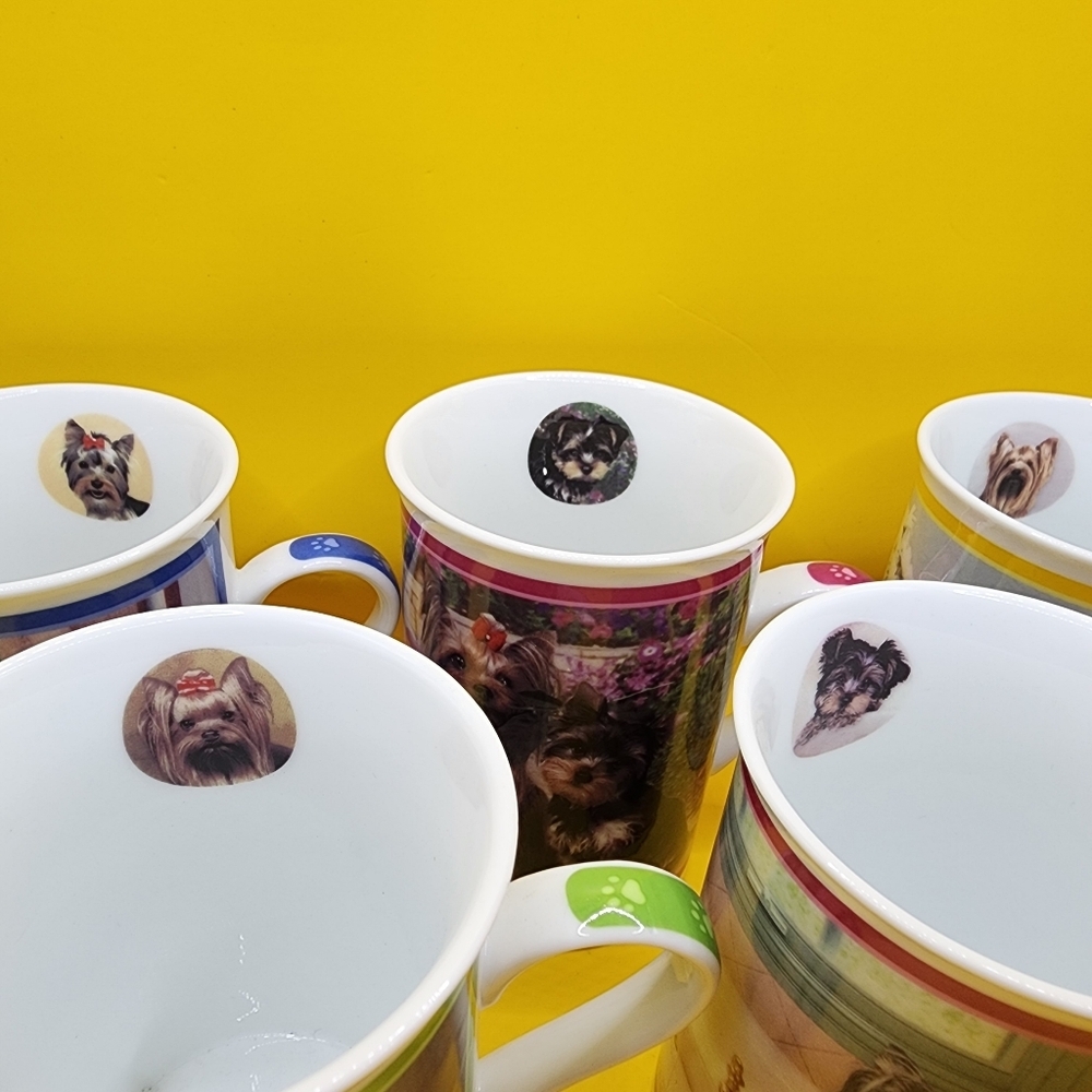 5 Danbury Mint Elegant Yorkies Porcelain Collector Mugs Lot - Great Condition - Picture 2 of 16